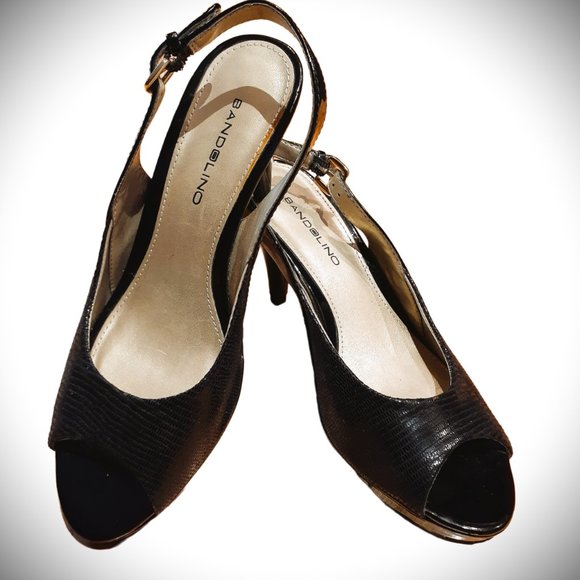 BANDOLINO *USED ONCE* Black sling back heels Sz 6M EUC - Picture 1 of 9